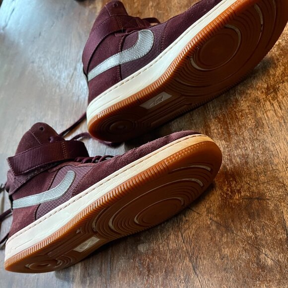 Nike AF1 Ultra Force Mid Womens US 8 - Maroon + Croc pattern metallic swoosh. - Picture 4 of 9